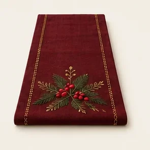 Burgundy Festive Table Runner — illustrative design reference