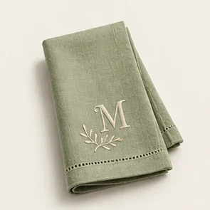 Botanical Initial Napkin — illustrative design reference