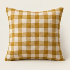 Mustard Gingham Cushion Cover — illustrative design reference
