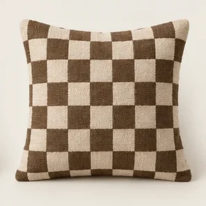 Cocoa Check Cushion Cover — illustrative design reference