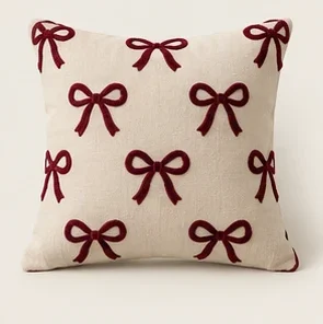 Burgundy Bow Cushion Cover — illustrative design reference