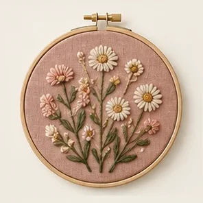 Rose Floral Embroidery Hoop — illustrative design reference