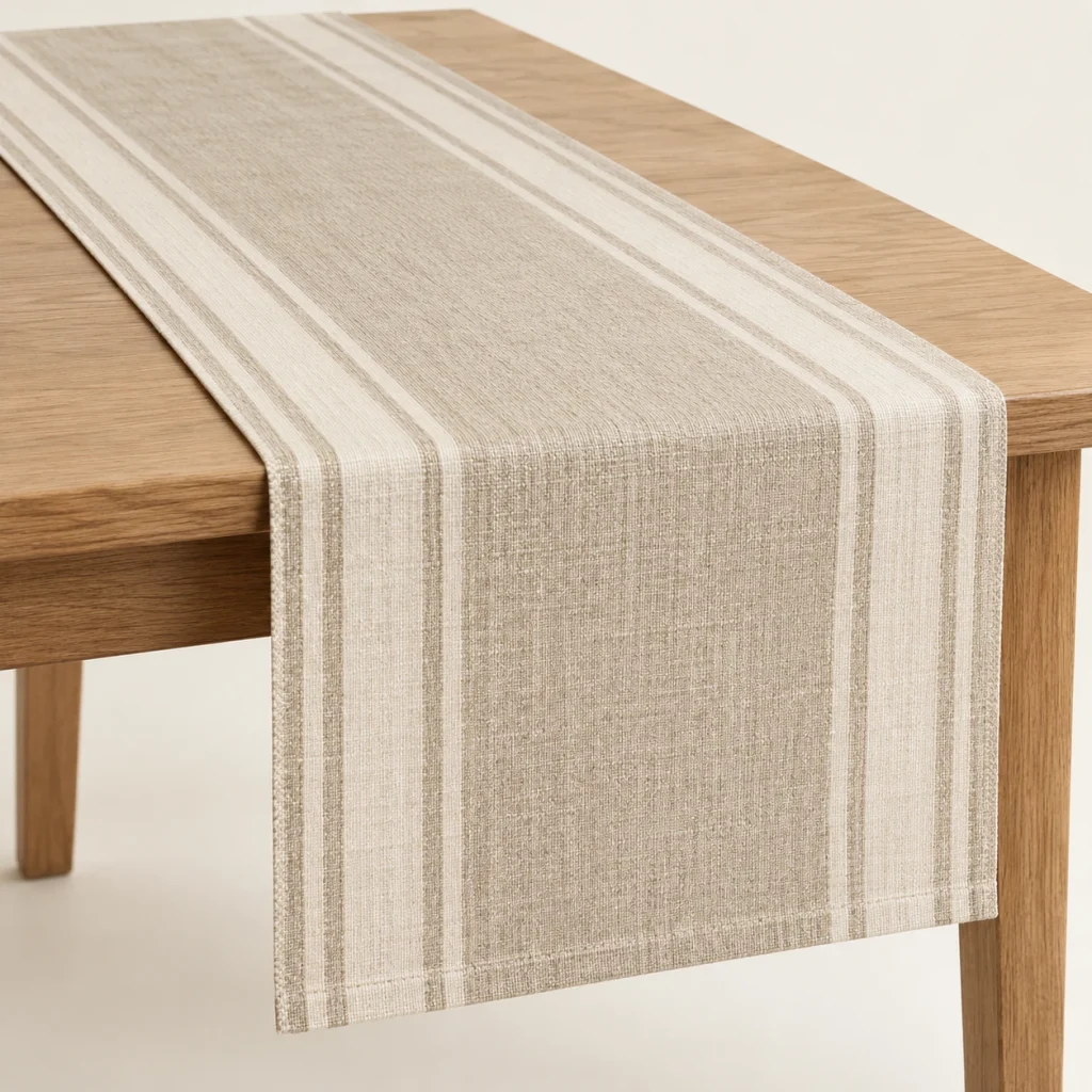 Sand Stripe Table Runner — original high-resolution design illustration Sand Stripe Table Runner on a warm ivory background — AI-generated design illustration