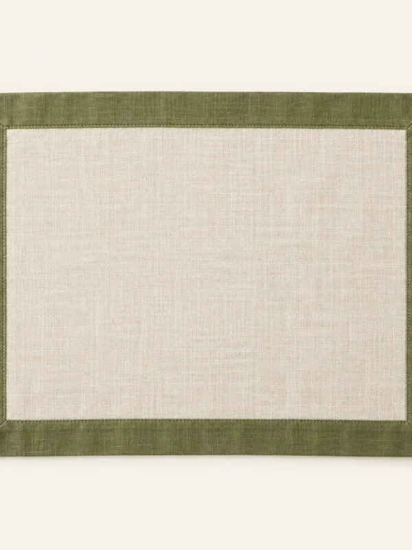 Olive Border Placemat on a warm ivory background — AI-generated design illustration