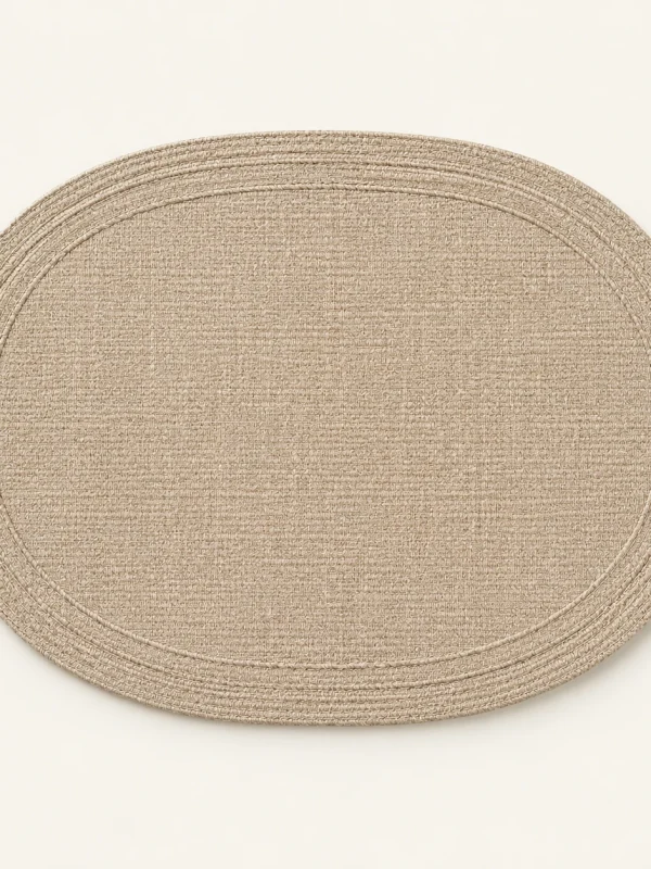 Sand Oval Placemat on a warm ivory background — AI-generated design illustration