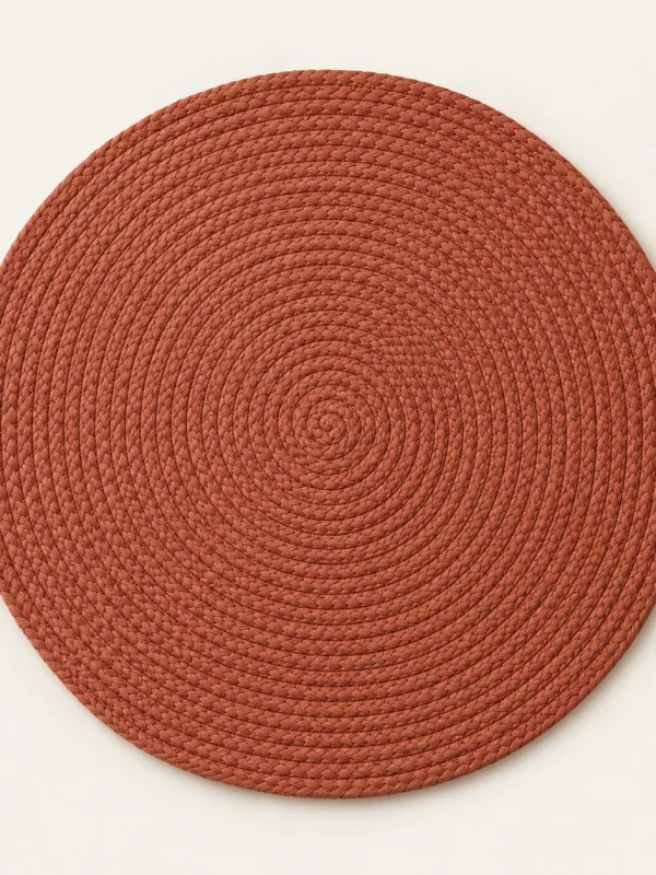 Terracotta Round Placemat on a warm ivory background — AI-generated design illustration