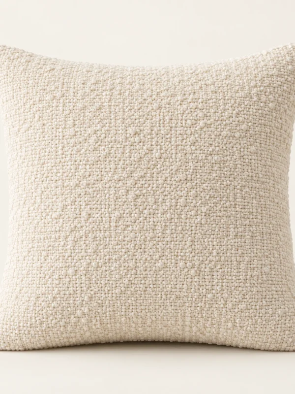 Ivory Boucle Cushion Cover — original high-resolution design illustration Ivory Boucle Cushion Cover on a warm ivory background — AI-generated design illustration