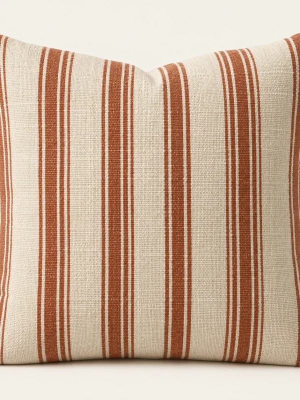 Rust Stripe Cushion Cover — original high-resolution design illustration Rust Stripe Cushion Cover on a warm ivory background — AI-generated design illustration