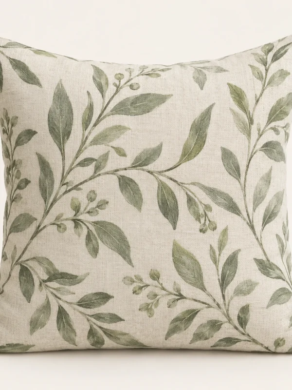 Sage Botanical Cushion Cover — original high-resolution design illustration Sage Botanical Cushion Cover on a warm ivory background — AI-generated design illustration