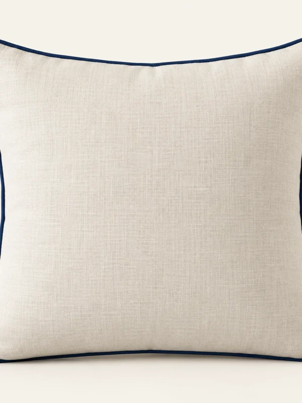 Navy Piping Cushion Cover — original high-resolution design illustration Navy Piping Cushion Cover on a warm ivory background — AI-generated design illustration