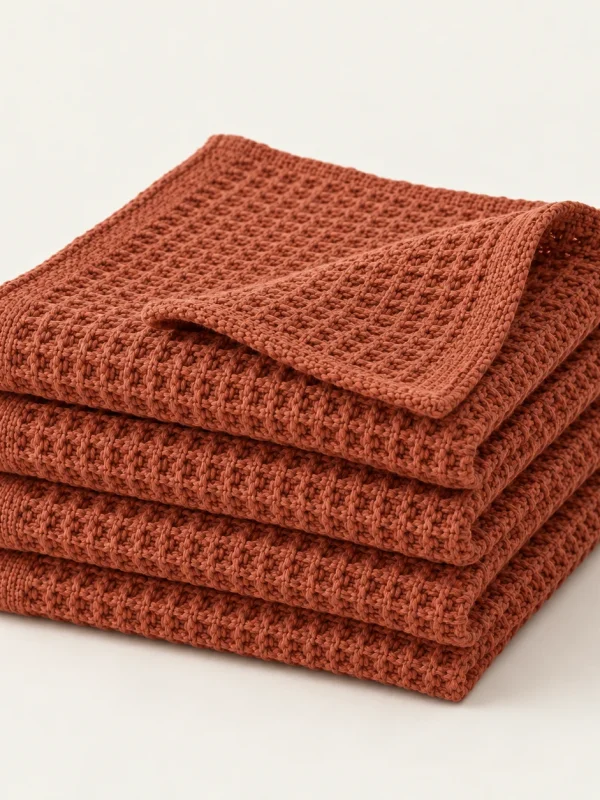 Terracotta Dishcloth Set on a warm ivory background — AI-generated design illustration