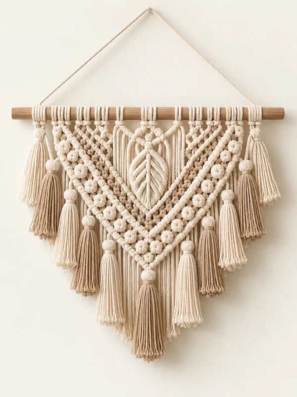 Natural Mini Wall Hanging on a warm ivory background — AI-generated design illustration
