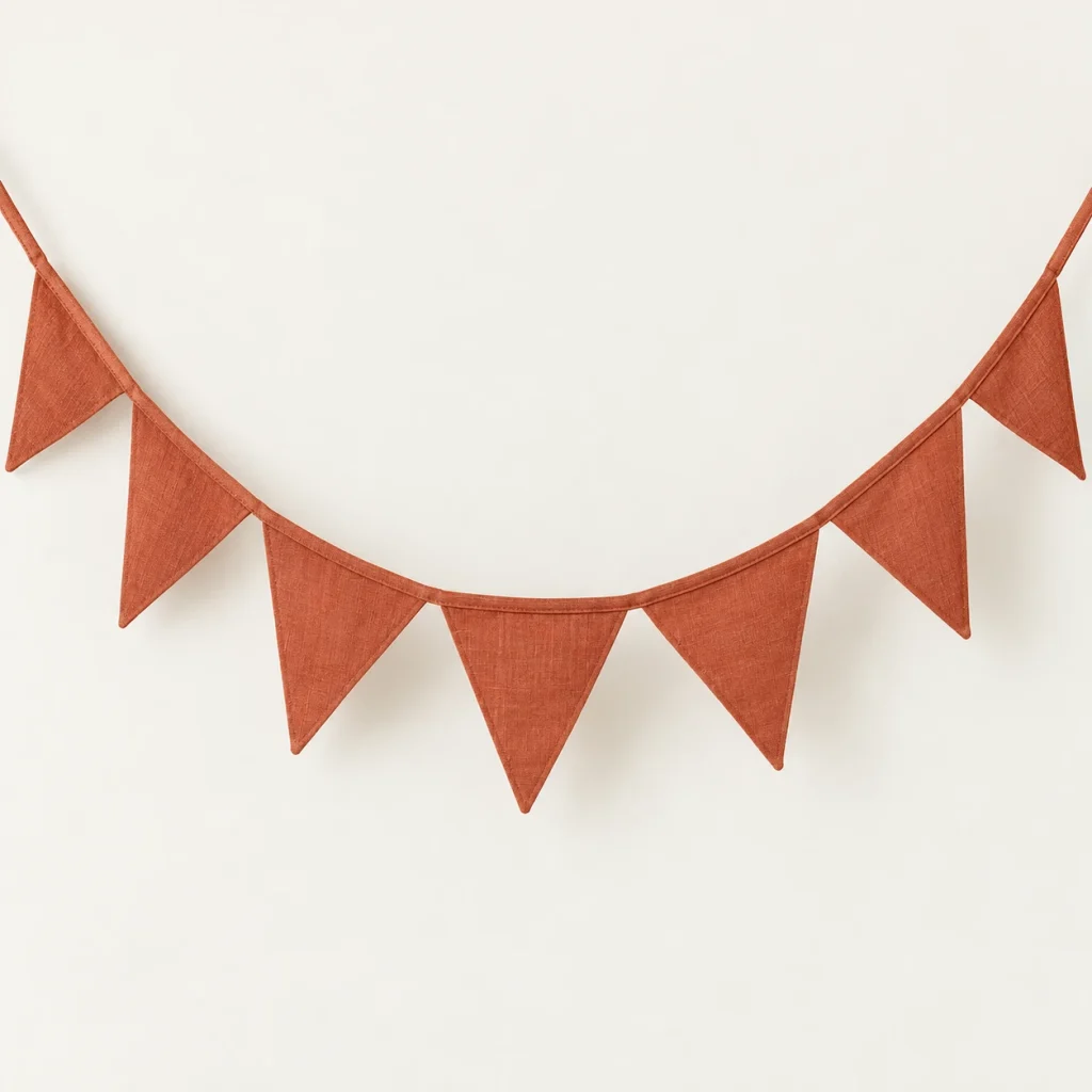 Terracotta Fabric Bunting — original high-resolution design illustration Terracotta Fabric Bunting on a warm ivory background — AI-generated design illustration
