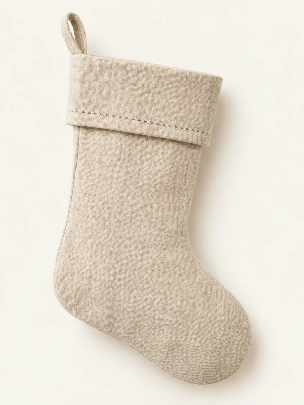 Natural Mini Stocking on a warm ivory background — AI-generated design illustration
