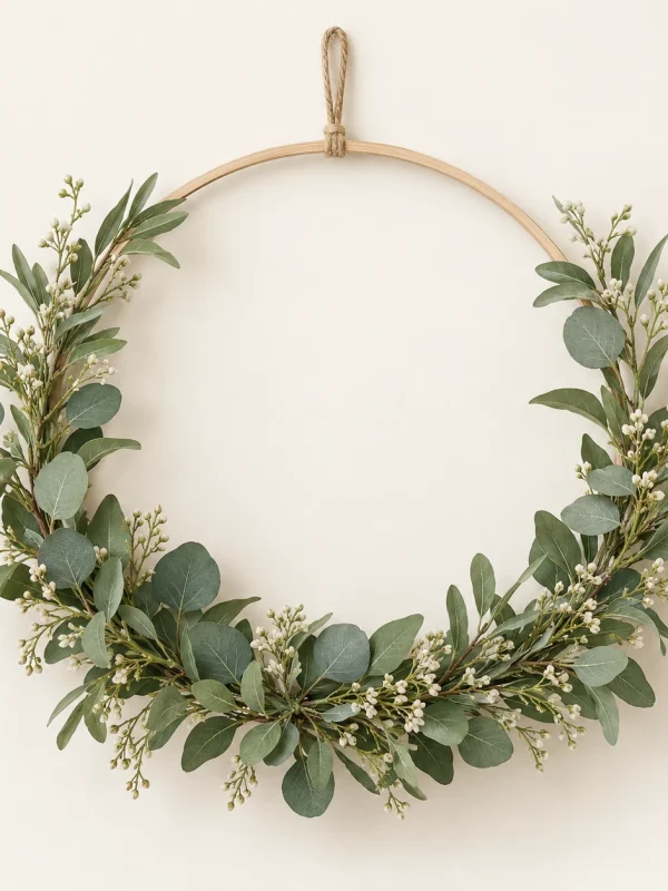 Sage Wreath Hoop on a warm ivory background — AI-generated design illustration