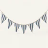 Blue Stripe Bunting on a warm ivory background — AI-generated design illustration